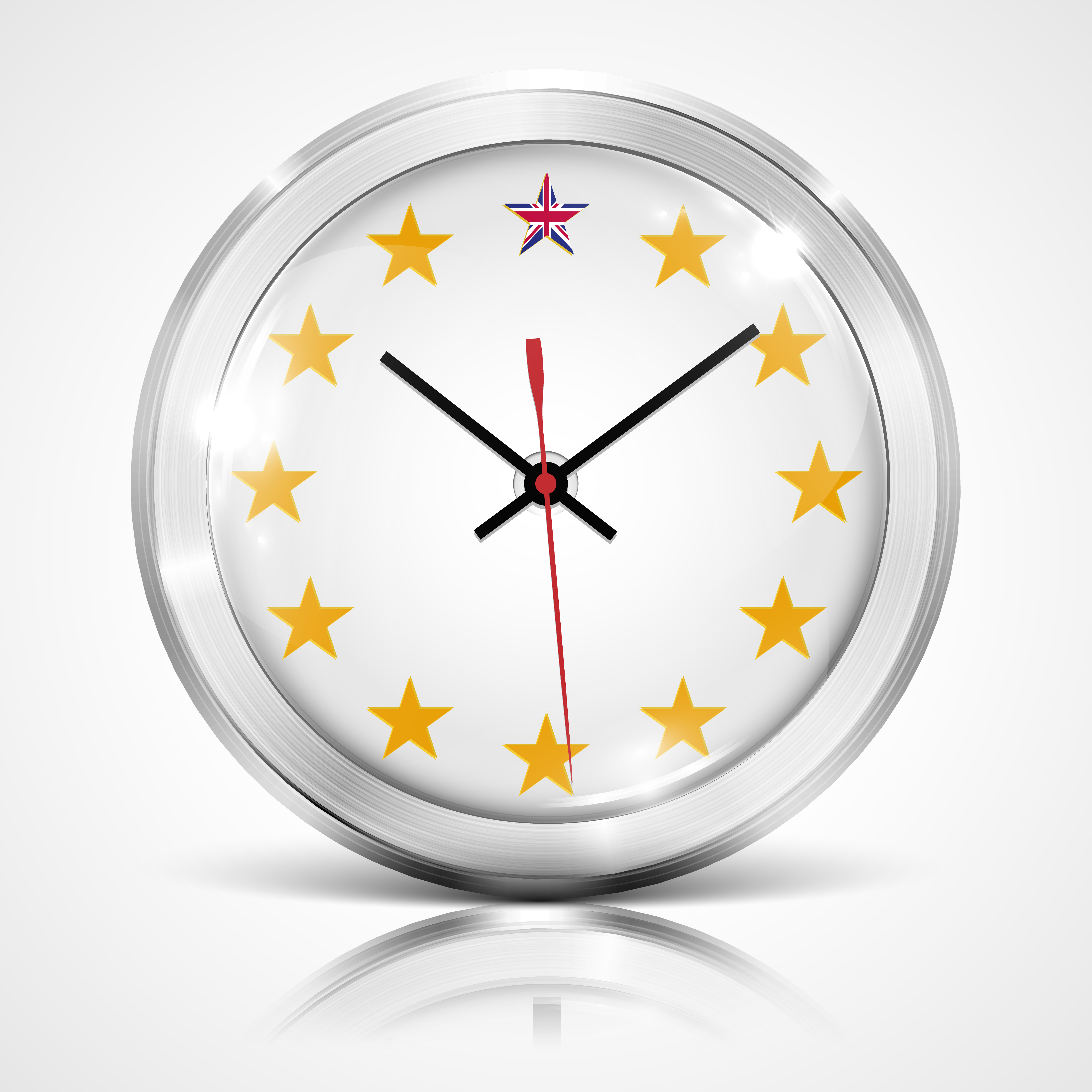 Illustration with clock for BREXIT Great Britain leaving the EU