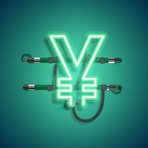 Realistic neon character with wires and console, vector illustration