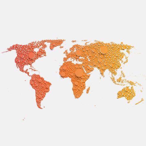 Mapa del mundo colorido hecho por bolas y líneas, ilustración vectorial vector