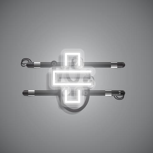 Realistic neon character with wires and console, vector illustration