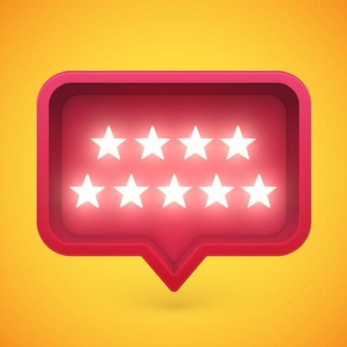 Glowing rating stars in speech bubble, vector illustration