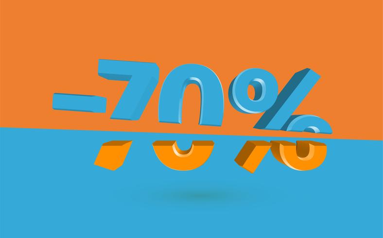 3D sale illustration with cut percentage, vector
