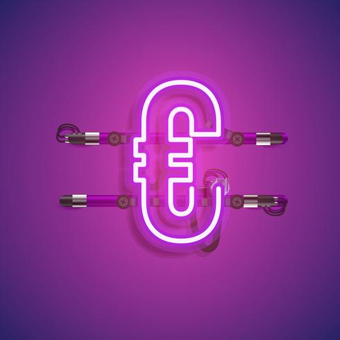 Realistic neon character with wires and console, vector illustration