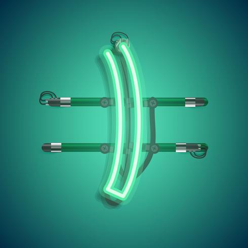 Realistic neon character with wires and console, vector illustration