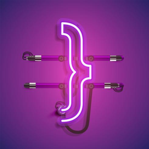 Realistic neon character with wires and console, vector illustration