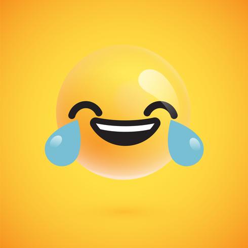 Lindo emoticon amarillo altamente detallado para web, ilustración vectorial vector