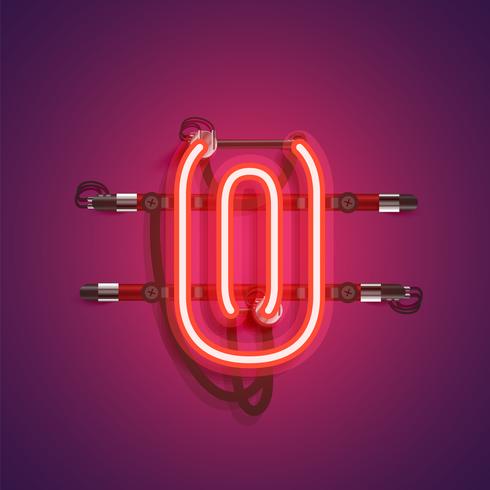 Realistic neon character with wires and console, vector illustration