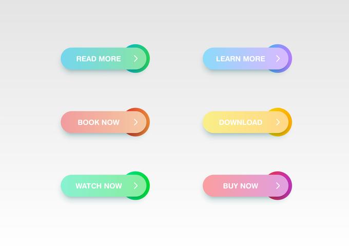 Colorful button set for websites or online usage, vector illustration