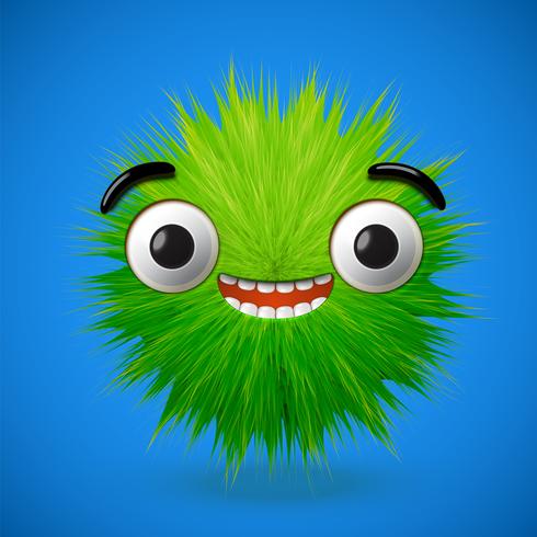 High-detailed 3D fur smiley emoticon, vector illustration