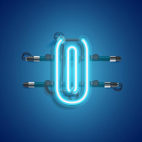 Realistic neon character with wires and console, vector illustration