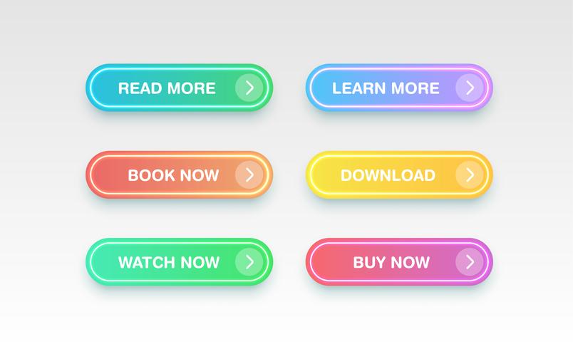 Colorful clean buttons for websites, vector illustration