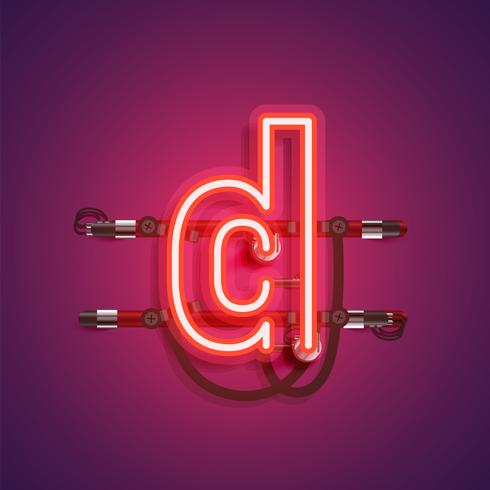 Realistic neon character with wires and console, vector illustration