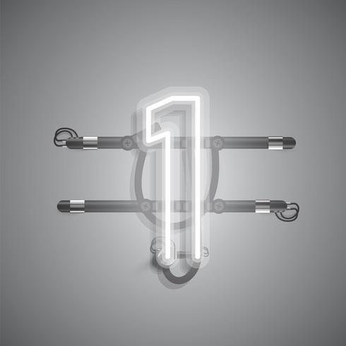 Realistic neon character with wires and console, vector illustration