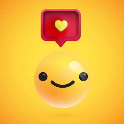 High detailed emoticon with a heart sign, vector illustration