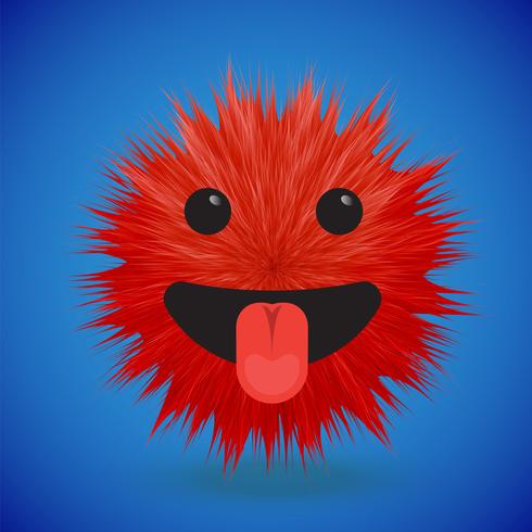 High-detailed 3D fur smiley emoticon, vector illustration