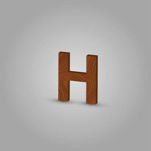 Realistic wood character from a typeset, vector illustration