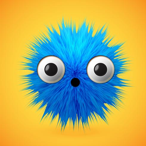 High-detailed 3D fur smiley emoticon, vector illustration