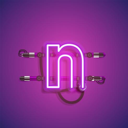 Realistic neon character with wires and console, vector illustration