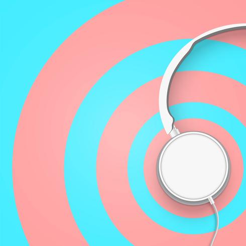 Realistic 3D divided pastel circle coloured headphones with wires vector