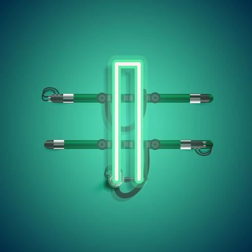 Realistic neon character with wires and console, vector illustration