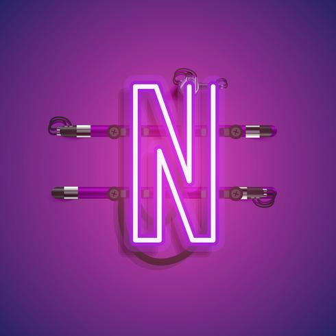 Realistic neon character with wires and console, vector illustration