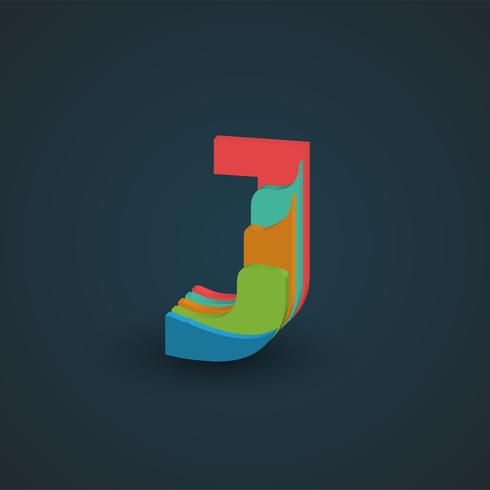 3D colorful layered character from a fontset, vector