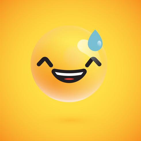 Lindo emoticon amarillo altamente detallado para web, ilustración vectorial vector