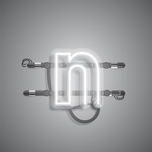 Realistic neon character with wires and console, vector illustration