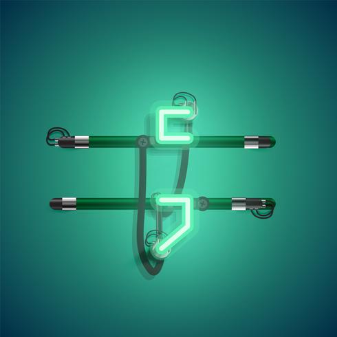 Realistic neon character with wires and console, vector illustration