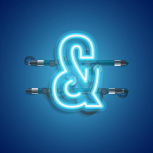 Realistic neon character with wires and console, vector illustration