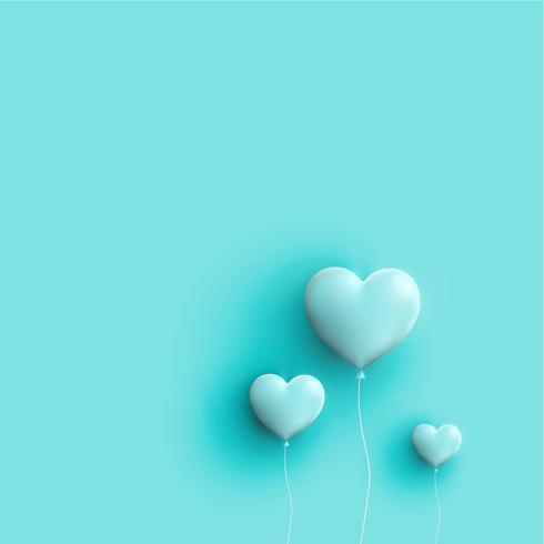 Pastel coloured 3D hearts, vector illustration