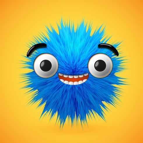 High-detailed 3D fur smiley emoticon, vector illustration