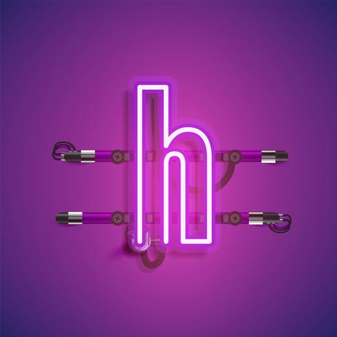 Realistic neon character with wires and console, vector illustration