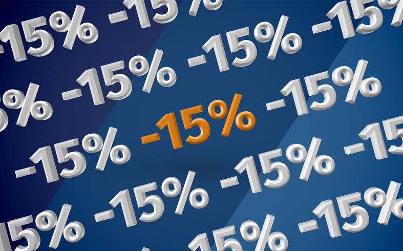 3D sale illustration with percentage, vector