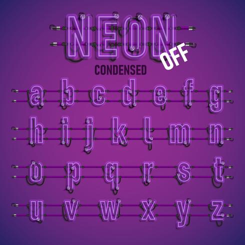 Realistic neon font with wires and console, vector illustration