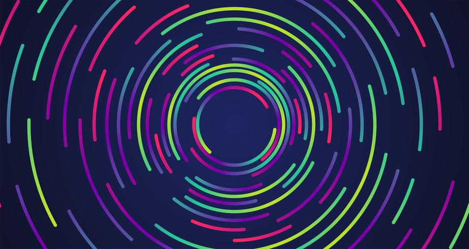 Colorful neon circles background, vector