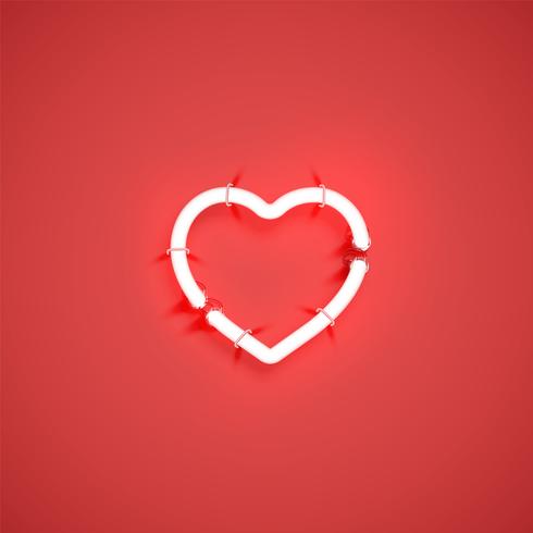 Corazón de neón realista con tubos en, ilustración vectorial vector