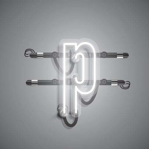 Realistic neon character with wires and console, vector illustration