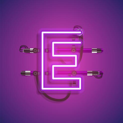 Realistic neon character with wires and console, vector illustration