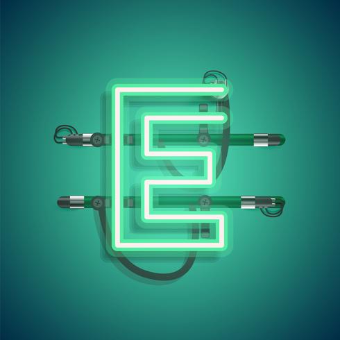 Realistic neon character with wires and console, vector illustration