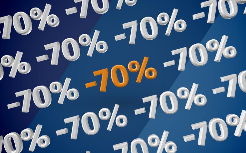 3D sale illustration with percentage, vector