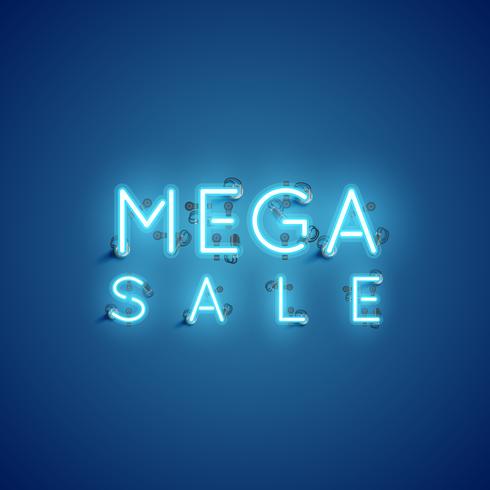 Letrero de neón &#39;MEGA SALE&#39;, ilustración vectorial vector