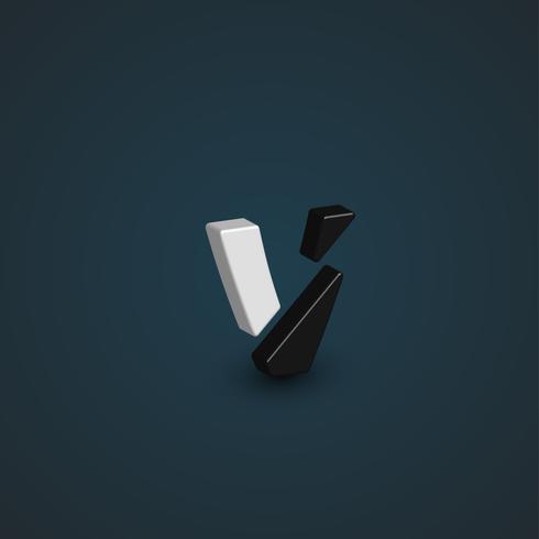 3D black and white character from a font set, vector illustration
