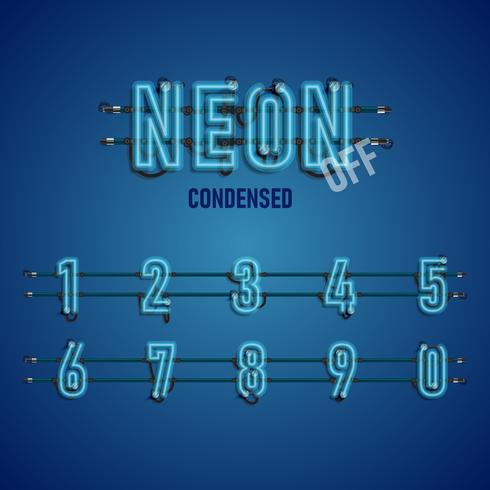 Realistic neon font with wires and console, vector illustration
