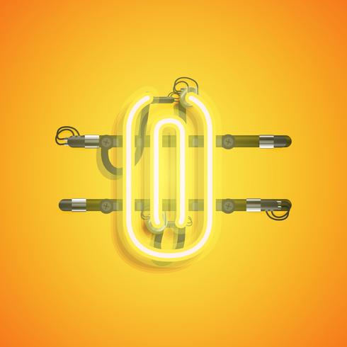 Realistic neon character with wires and console, vector illustration