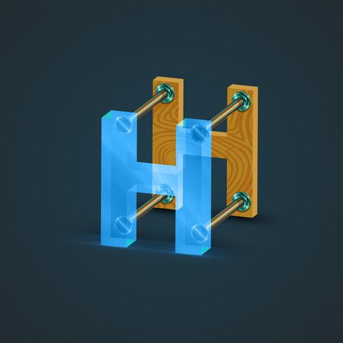 3D, realistic glass and wood character, vector