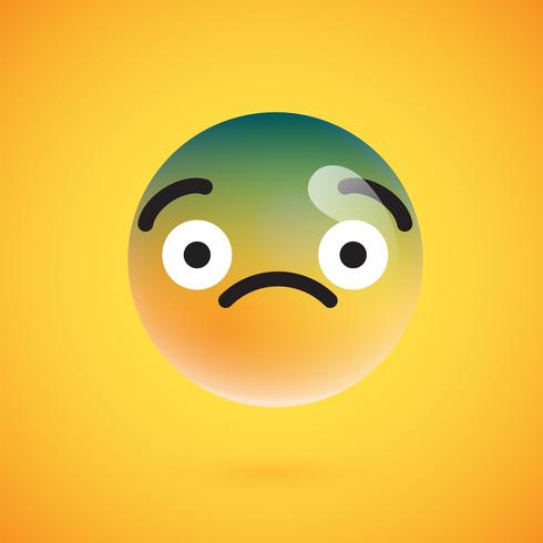 Cute high-detailed yellow emoticon for web, vector illustration