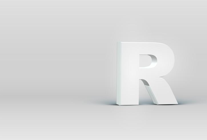 High detailed 3D font character, vector illustration