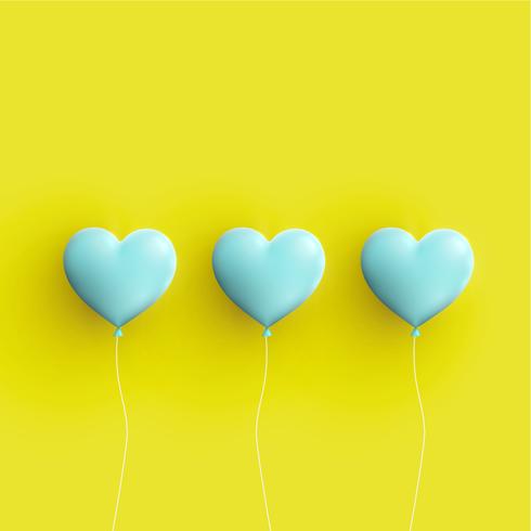 Pastel coloured 3D hearts, vector illustration