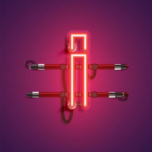 Realistic neon character with wires and console, vector illustration